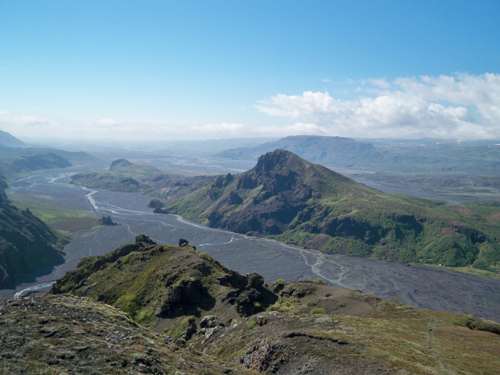 Þórsmörk - Vue des vallées d'écoulement depuis le Réttarfell